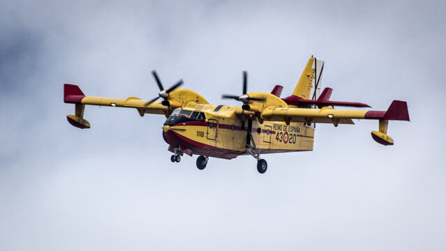 Torrej&oacute;n de Ardoz, Spain; 10 12 2019: Spanish Air Force Canadair CL-415 approaching Torrej&oacute;n de Ardoz air base.