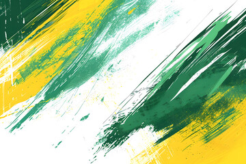 Fototapeta premium Abstract brush strokes in yellow, green, and white create a dynamic background.