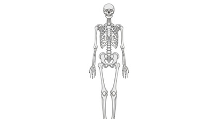 Human skeleton standing upright fully exposed. © aan