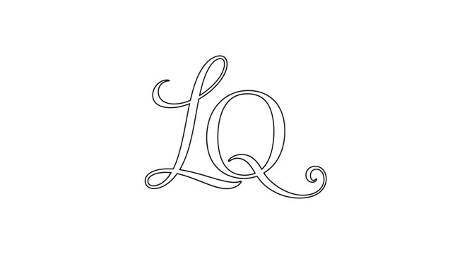 Elegant black outline monogram LQ on white background
