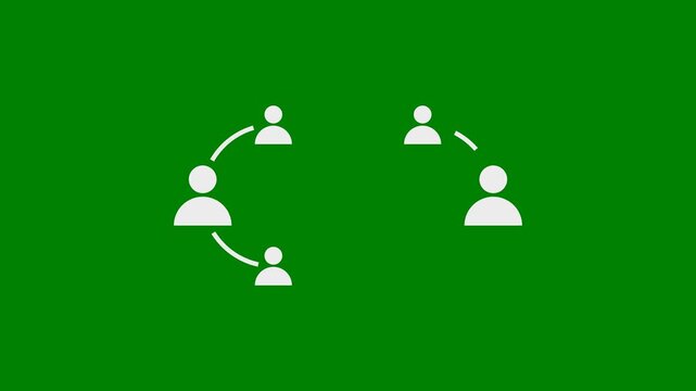 Referral Networking, Word-of-mouth marketing, and Affiliate Networking concept - minimal motion graphics clip, Green Screen, foreground color 7.5% gray