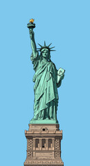 Fototapeta premium The Statue of Liberty, a colossal neoclassical sculpture on Liberty Island in New York Harbor, United States, holding a torch and tablet.