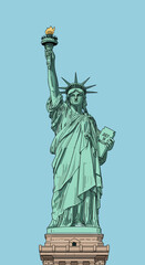 Fototapeta premium A detailed illustration of the iconic Statue of Liberty, a colossal neoclassical sculpture on Liberty Island in New York Harbor.