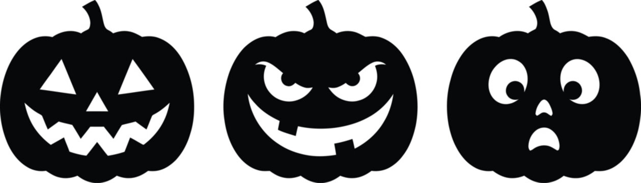 Three Scary Jack-o-Lantern Pumpkin SilhouettesThree Scary Jack-o-Lantern Pumpkin Silhouettes