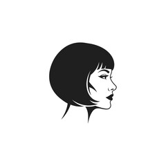 Modern woman's profile portrait with short bob hair illustration © musa