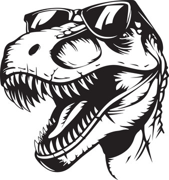 Tyrannosaurus rex head with sunglasses  vector illustration 
