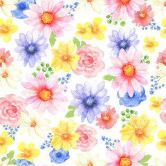 Fototapeta premium Seamless pattern of colored flowers