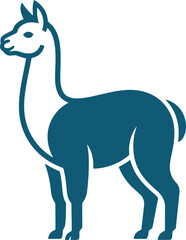 Fototapeta premium vector Simple logo Blue llama profile standing factual animal illustration