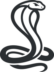 Fototapeta premium vector Simple logo Venomous cobra silhouette rearing up in strike pose
