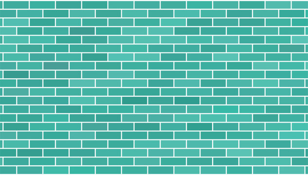 Seamless teal green brick wall pattern texture background for modern architectural interior design and wallpaper