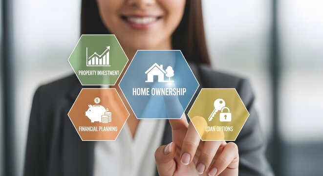 A smiling businesswoman exploring home ownership options