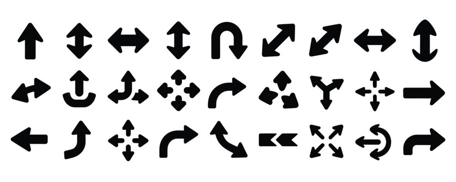 Selection of arrow icons representing different movements and directions, including curves.