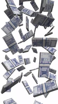Vertical Moldova Money, Falling Moldovan Leu Bills, Stefan Cel Mare Cash Stacks, 4K
