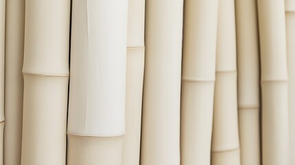 Fototapeta premium Close Up of Vertical Beige Bamboo Stalks Texture Background