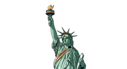 Fototapeta premium The Statue of Liberty, a colossal neoclassical sculpture on Liberty Island in New York Harbor, United States, holding a torch and tablet.