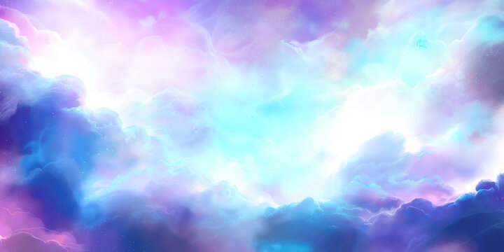 Dreamy Pastel Cloudscape Background with Luminous Fantasy Sky