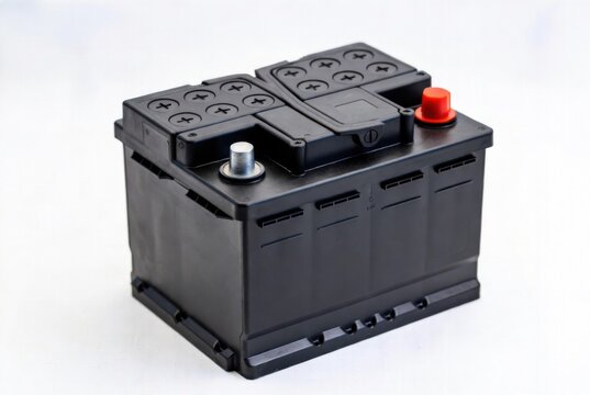 Black Car Battery Isolated on White Background