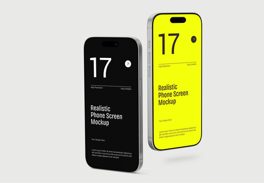 Realistic Two Smartphone Screen Mockup