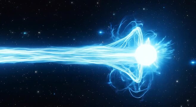 blue energy orbs in space with luminous trails and starfield