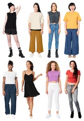 Obraz premium Diverse casual fashion styles displayed element set isolated on white