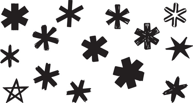 black and white image displays a repeated pattern of symmetrical star shaped floral or asterisk like designs