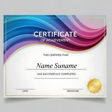 Certificate of Achievement with Colorful Abstract Design.