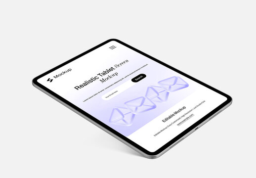 Realistic Isometric Tablet Screen Mockup