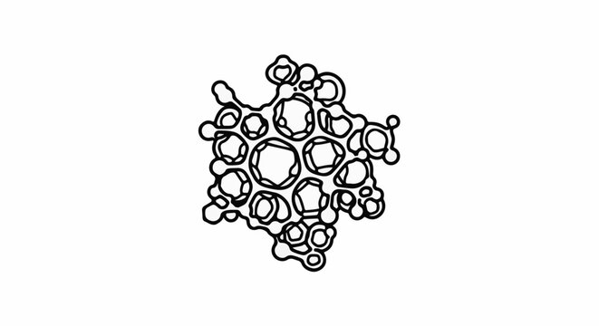 Abstract blob of connected cells with varied geometric shapes