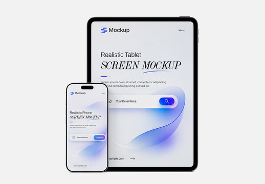 Tablet Screen with Smartphone Mockup