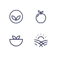 Obraz premium Organic Nature Food and Farm Icons Collection for Healthy Living and Sustainable Agriculture Designs