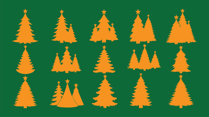 Obraz premium Minimal Christmas Tree Icons Set – Modern Stylized Fir Silhouette Vector