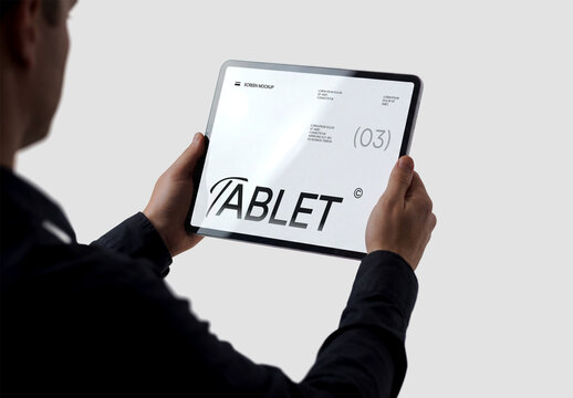 Person Holding Modern Tablet Mockup