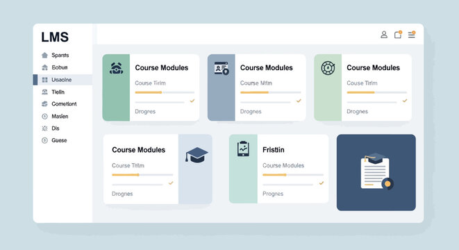 User interface design for an online learning management system dashboard.
