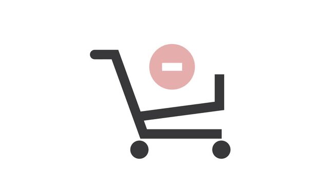 Shopping cart with minus icons, video.