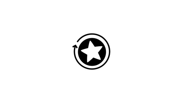 Black Star Inside Circle with Circular Arrow on White Background image photo