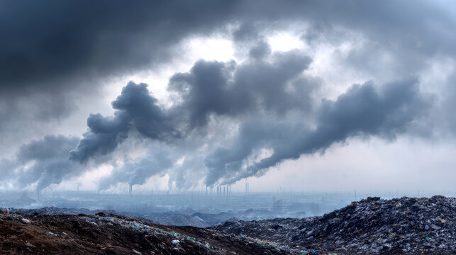 land with garbage, Garbage dump landscape of ecological damage contaminated land., plastic scrap in landfill, environmental problems pollution, waste or trash from household in waste landfill