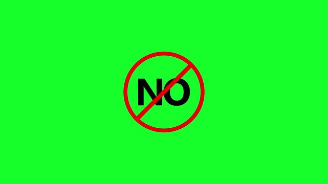 Red NO Symbol Prohibition Sign Animation Isolated 4K animation stop or no entry forbidden red circle animation Warning prohibited or ban icon animation in transparent background with alpha channel
