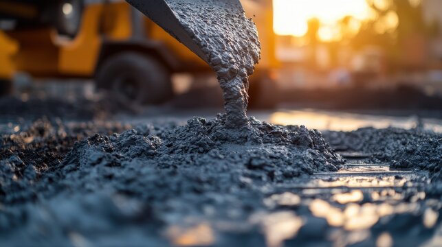Close up of concrete slurry pouring during construction