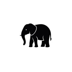 Fototapeta premium A minimalist illustration of an African elephant in profile, presented in black and white. Simple form captures its essence