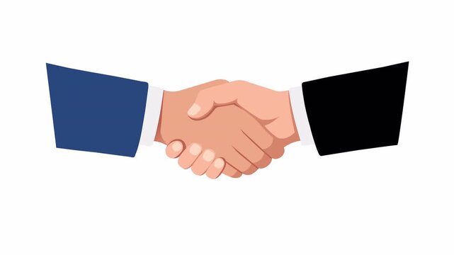 2D flat handshake animation, vector style business agreement motion with smooth loop and alpha channel.