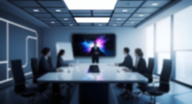 Dynamic office meeting with blur background modern corporate collaboration and business strategy discussion