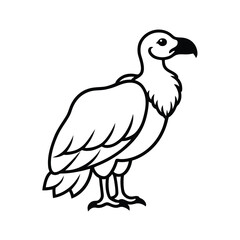 Obraz premium Line art illustration of a Griffon Vulture standing, vector graphic.