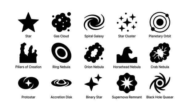 Celestial silhouettes: nebulae, galaxies, and cosmic phenomena