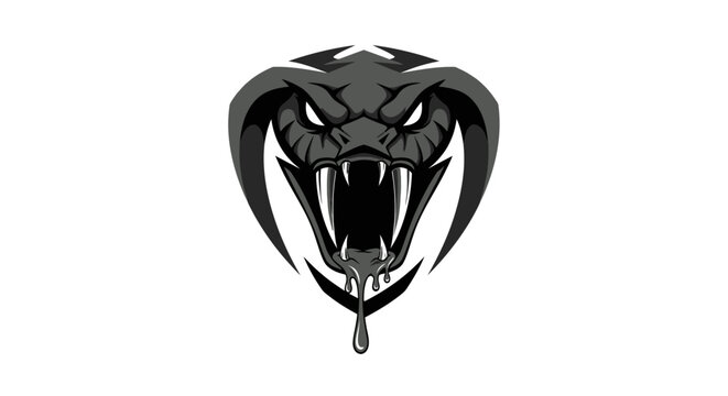 Black snake head with fangs.