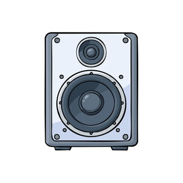 Illustration of a modern audio speaker with a woofer and tweeter on a white background