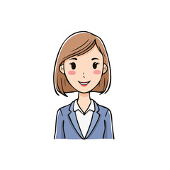 Fototapeta premium Smiling Woman Business Professional in Blue Suit Cartoon Illustration