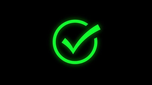 glowing true of false icon animation Check Mark and Cross Icon Animation on Black Background Correct and Wrong Symbol Blinking Effect Motion Graphic for UI Feedback