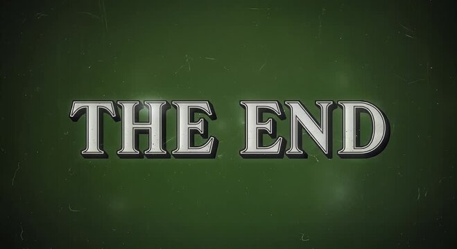 the end end card green background with starry metallic text