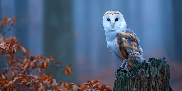 Majestic Barn Owl in Serene Winter Woods