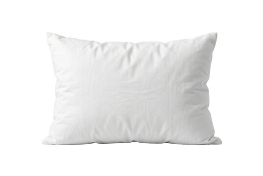 Blank white pillow isolated. Bedroom bedding mockup.
